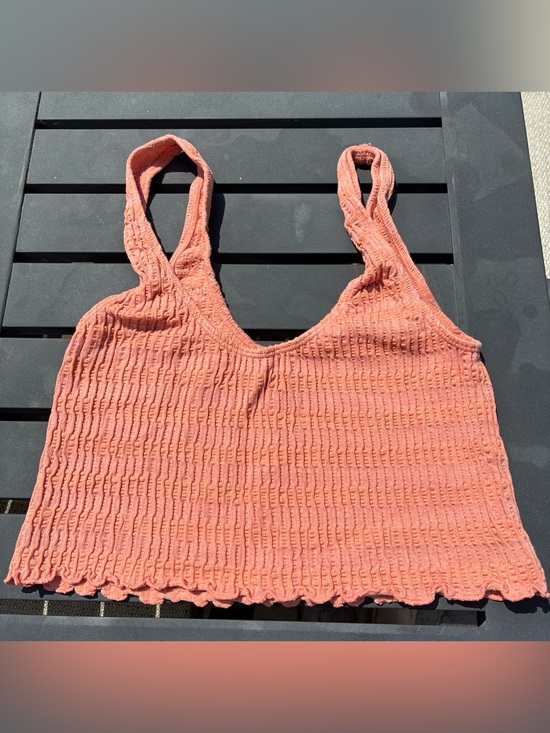 Ardene Tops - Ardene Textured Crop Tank Top - Peach Orange